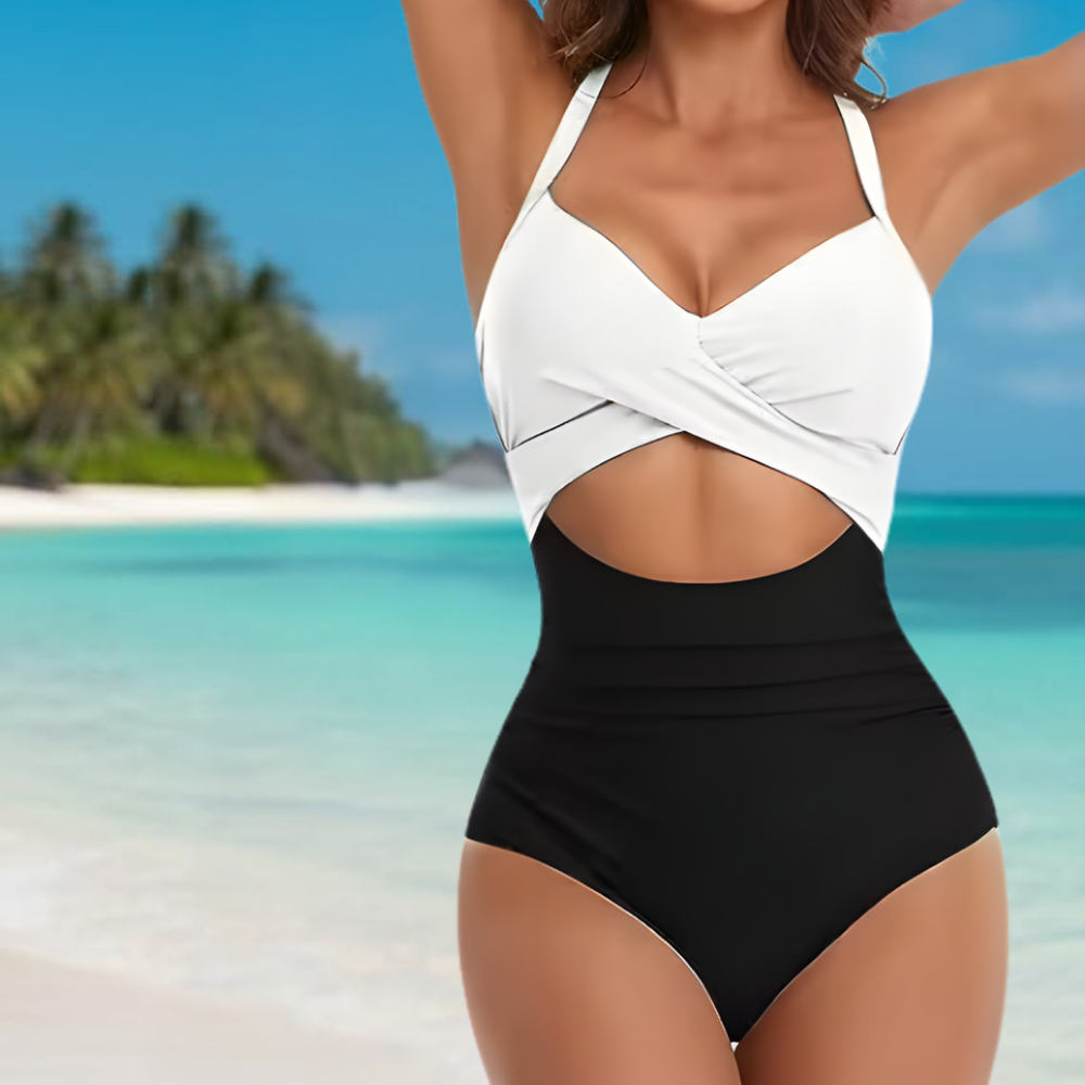 Women's One-Piece Shaping Push-Up Swimsuit with Cutouts