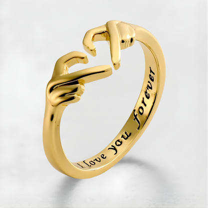 Anello Donna Regolabile Stretta di Mano Simbolo d'Amore Festa della Mamma