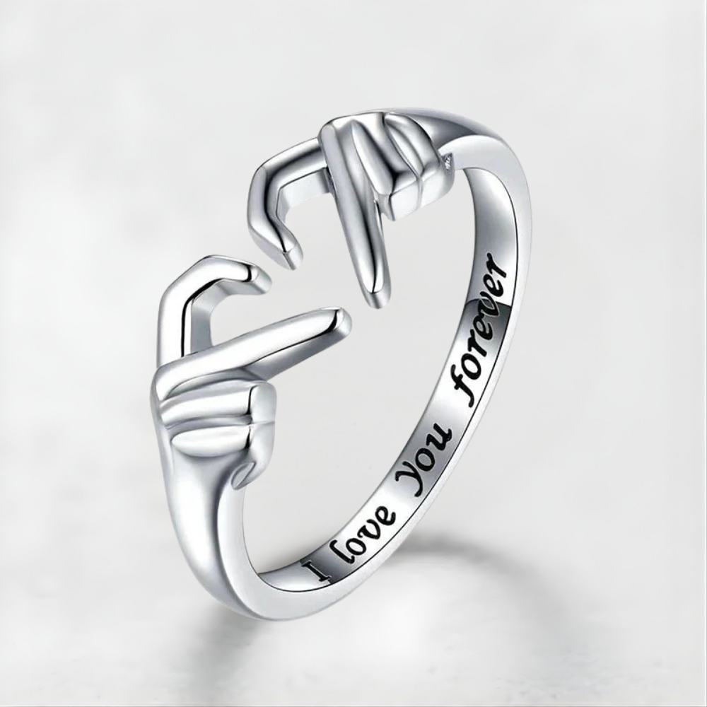 Anello Donna Regolabile Stretta di Mano Simbolo d'Amore Festa della Mamma