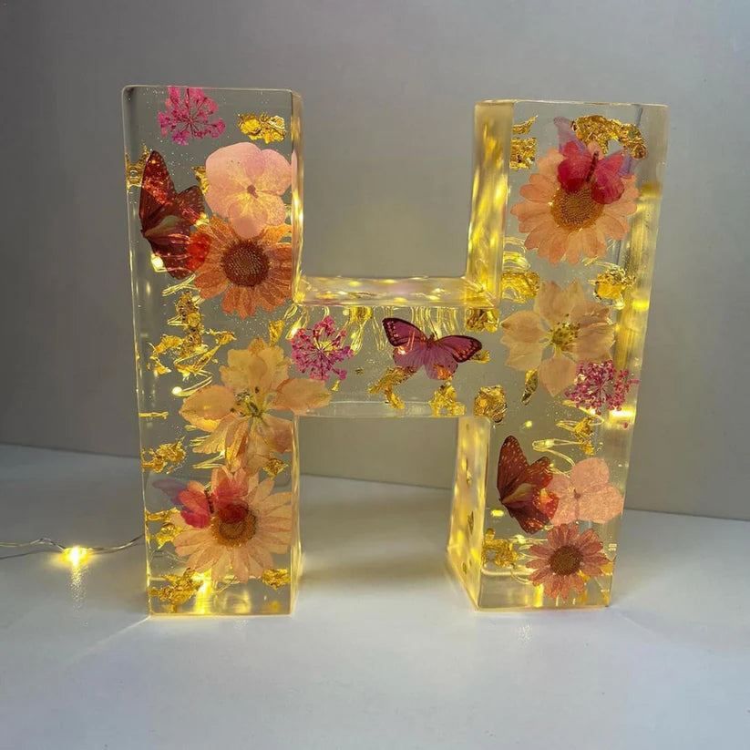 Lampada da notte LED Lettera Fiori Decorazione Resina Festa della Mamma