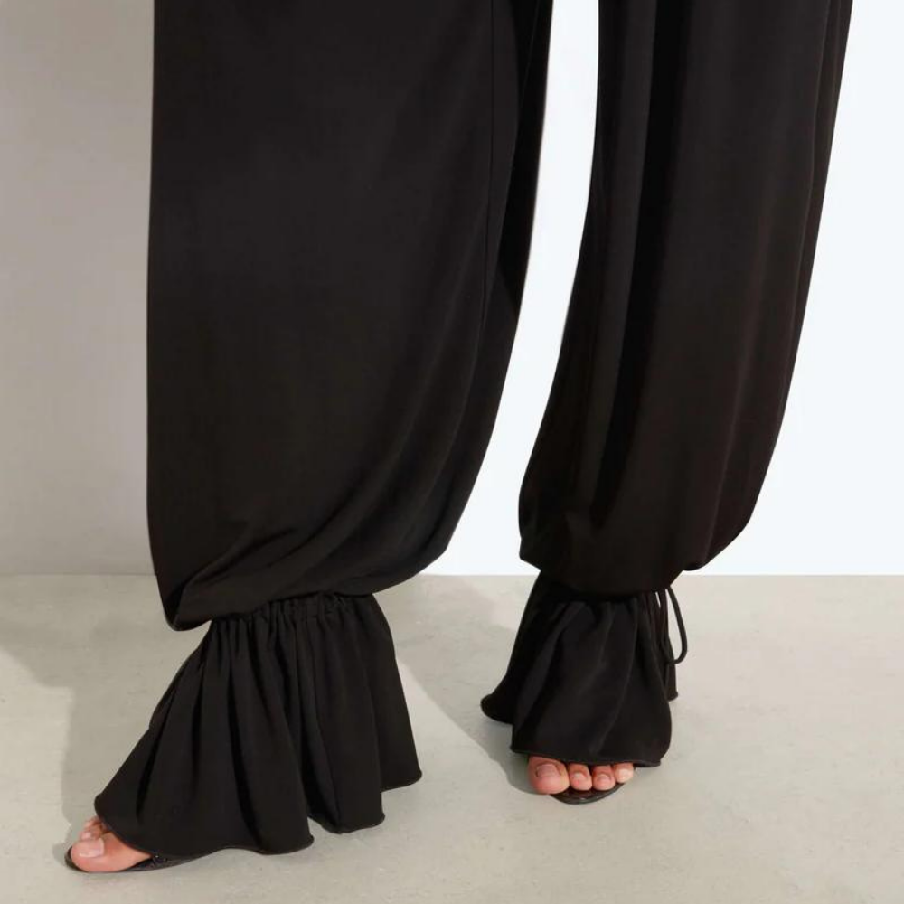 Pantalones de mujer con piernas anchas, sueltos, de tiro alto, casuales