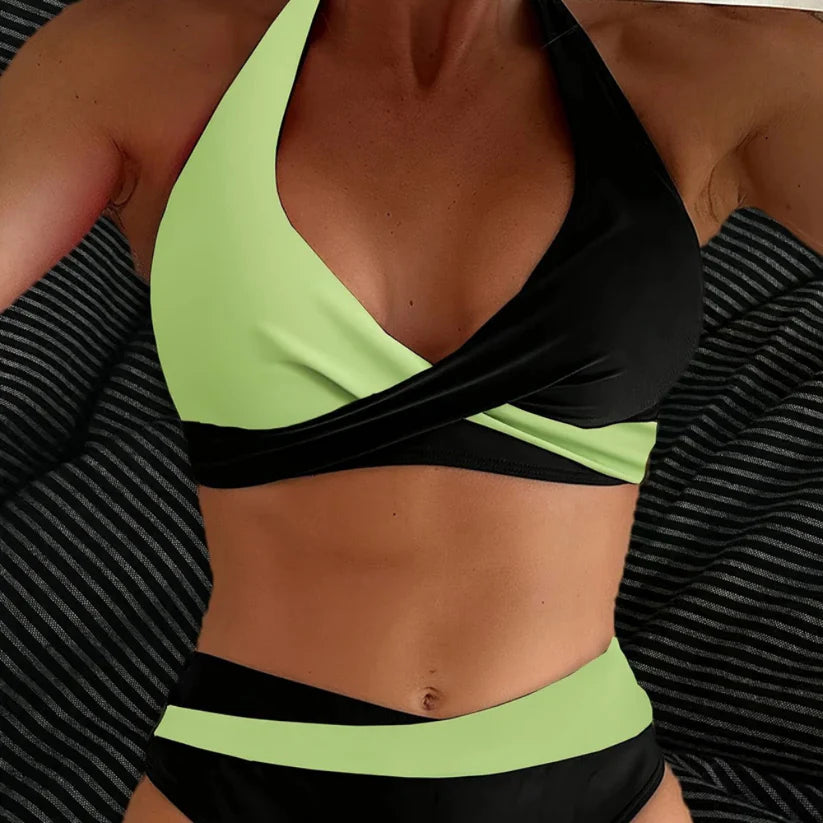 Bikini de mujer de dos piezas push up con cuello halter