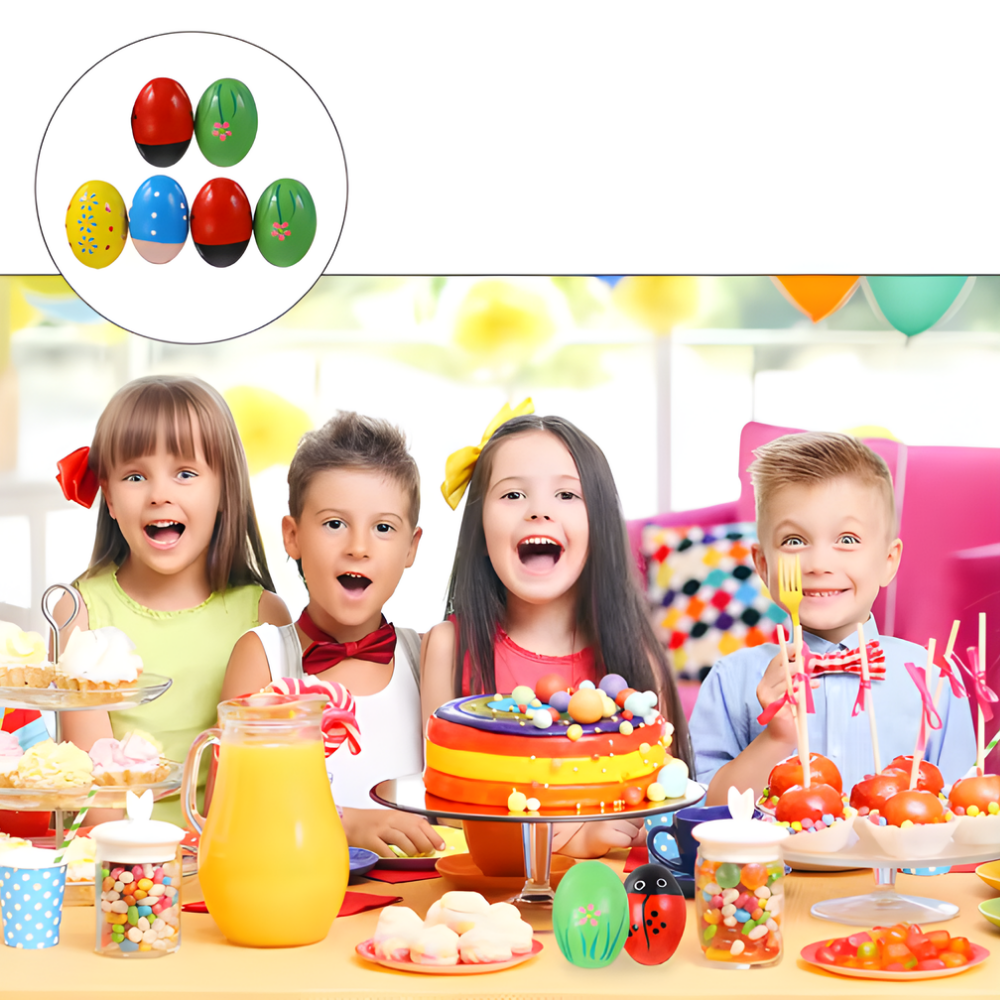 Sonajeros de Madera Huevos Musicales Juego Educativo de Pascua